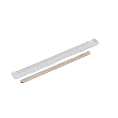 Caja de 500 Paletinas-Agitador Café de Madera Envueltas 140 mm